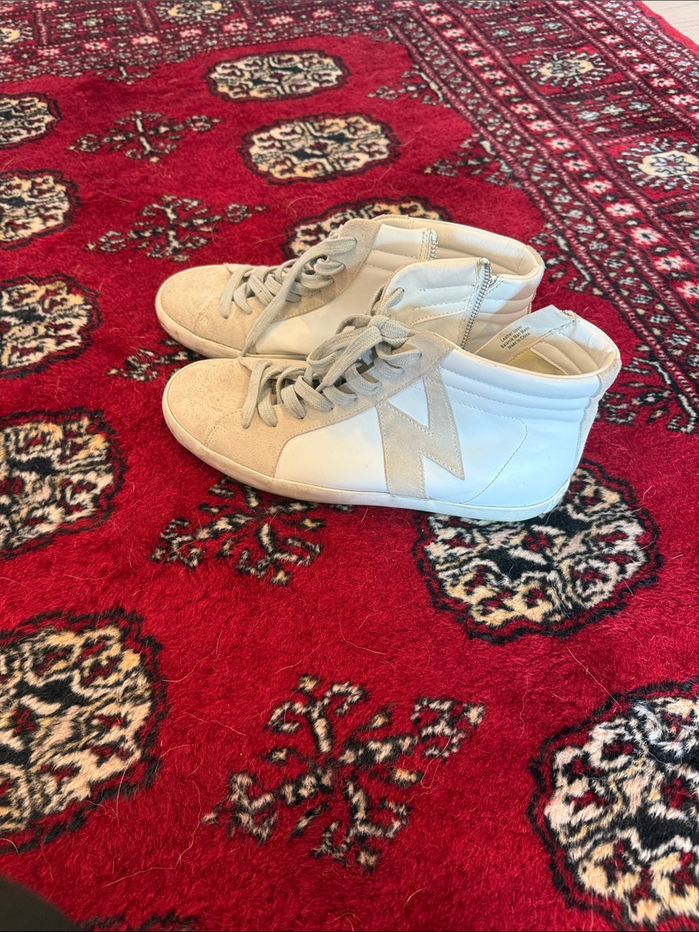 Sam Edelman White and Light Gray High-Top Sneakers